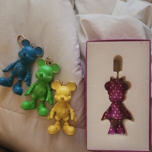 BaubleBar Polka Dot and Solid Mickey Keychain Set - Blue, Green, Yellow, Pink